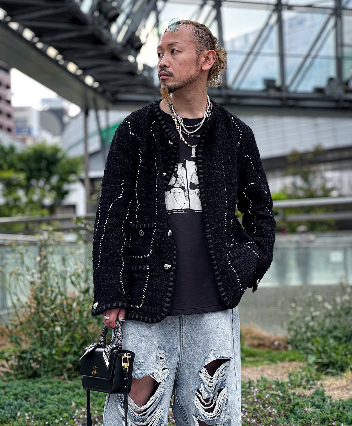 READYMADE】RE-TW-BK-00-00-264/TWEED HOBO JACKET/BLK | AYIN