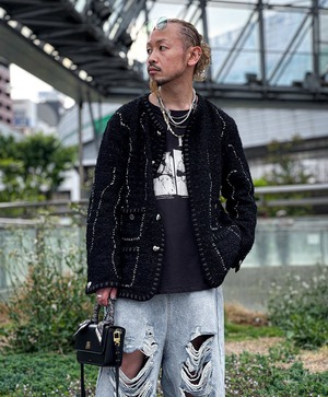 【READYMADE】RE-TW-BK-00-00-264/TWEED HOBO JACKET/BLK