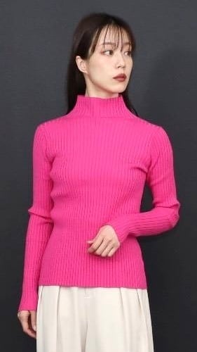 MARIE D‘OR ハイネックリブニット No.70572 アイボリー グレージュ マスタード グリーン ピンク ブルー ネイビー Dチャコール ブラック 9号 フリーサイズ マリードール