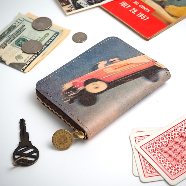 Round zipper compact wallet (jumping car) VINTAGE SELECTION cowhide