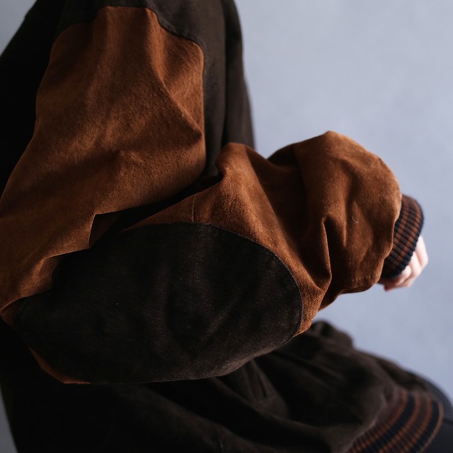 XXL over size elbow patch design big suede blouson