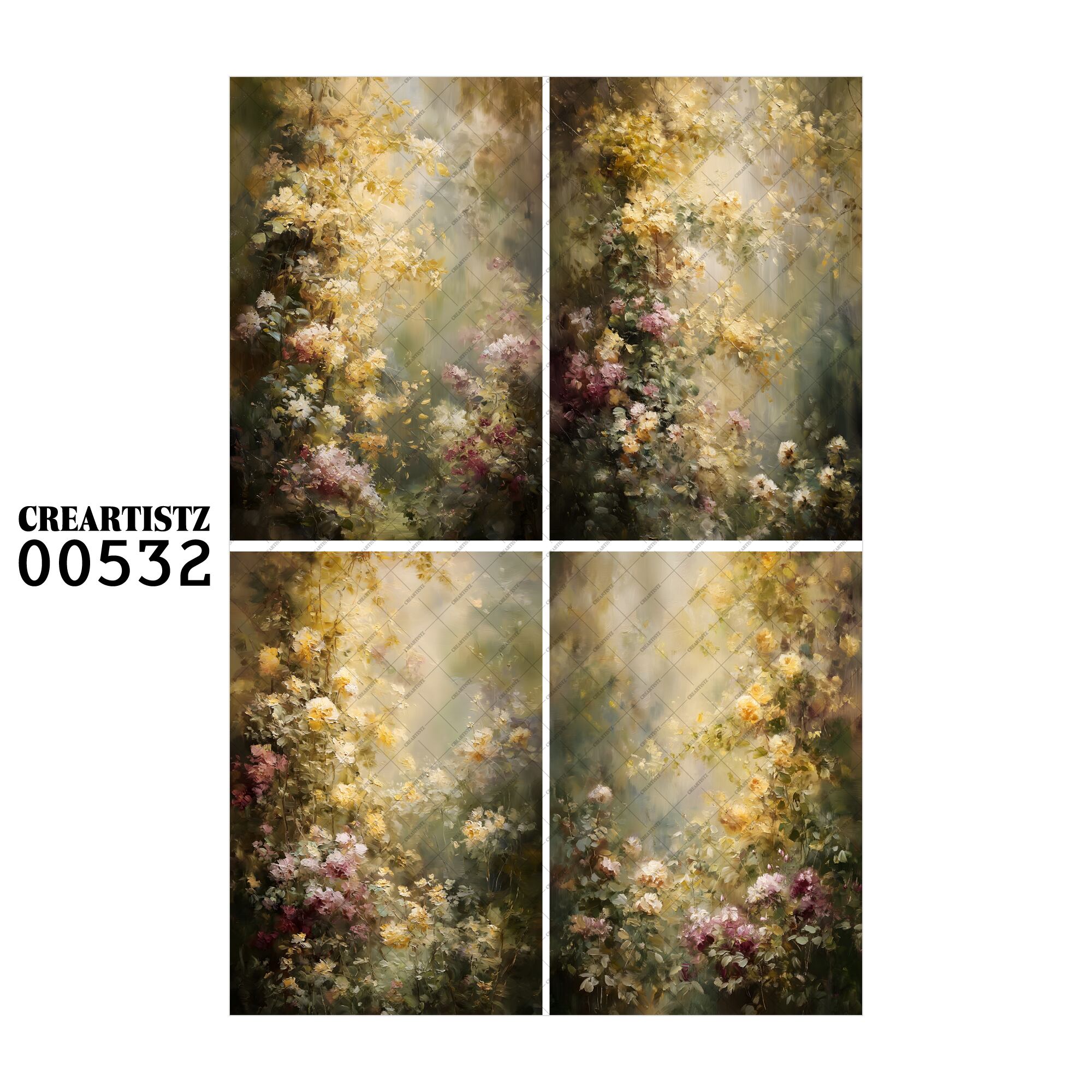 00532 背景 コラージュ素材 オリジナル 12枚セット (4種類×3枚) ペーパー/ステッカー CREARTISTZ