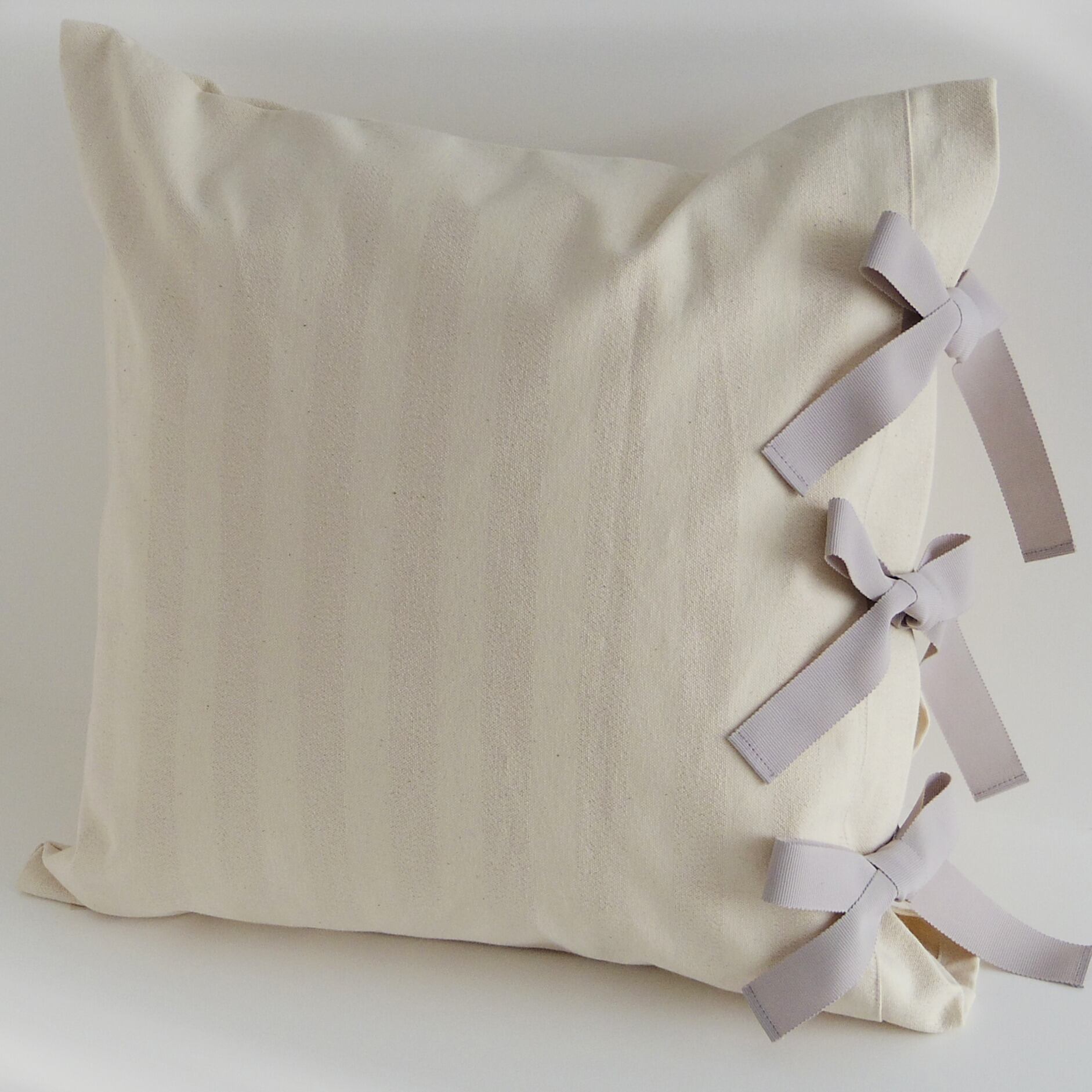 カバーのみ】 canvas stripes クッションカバー ribbon SQ | le mum
