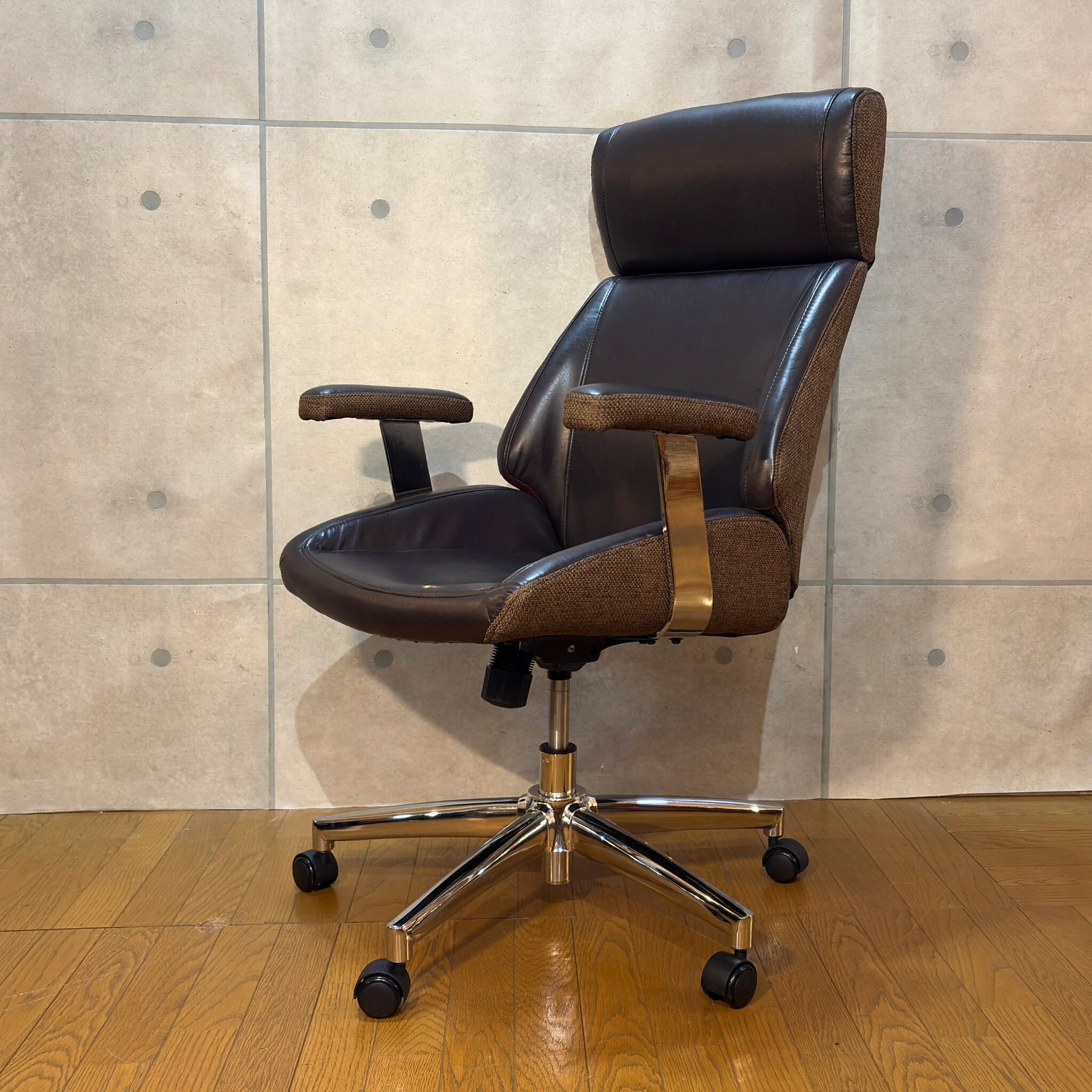 新品】ヴィンテージ風 デスクチェア WP | レザー×ファブリック