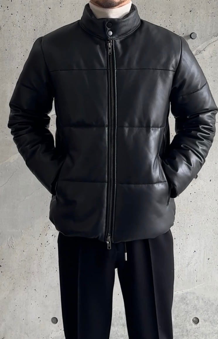 スタンドカラーレザーダウンジャケット | Wide Range
