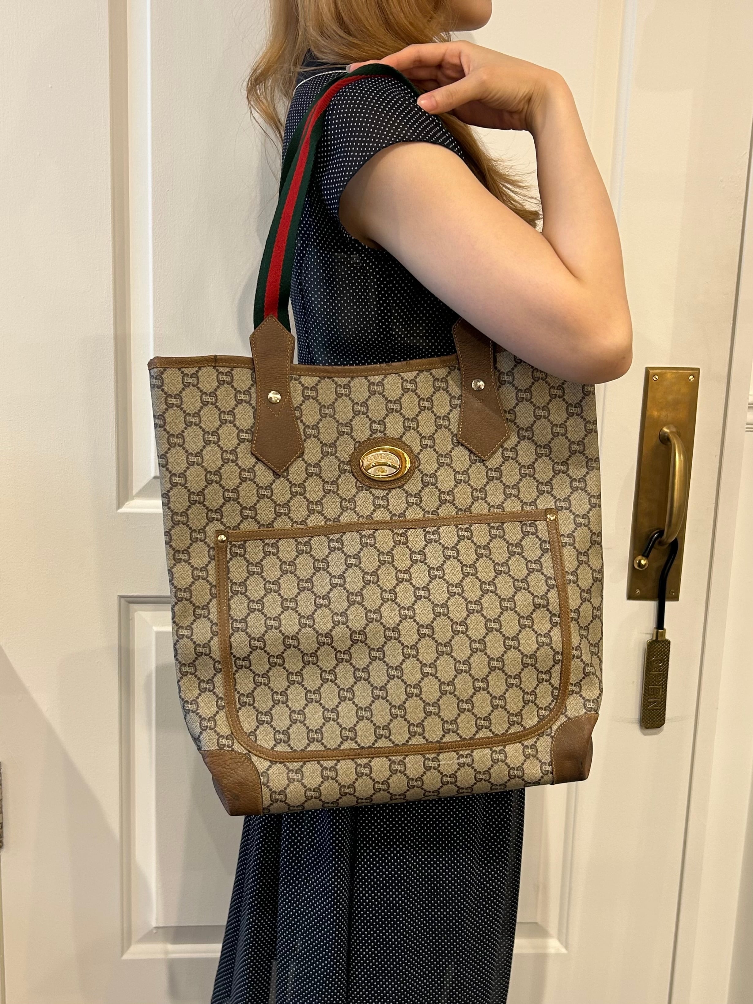 GUCCI / vintage GUCCI Plus monogram tote bag with inner pocket