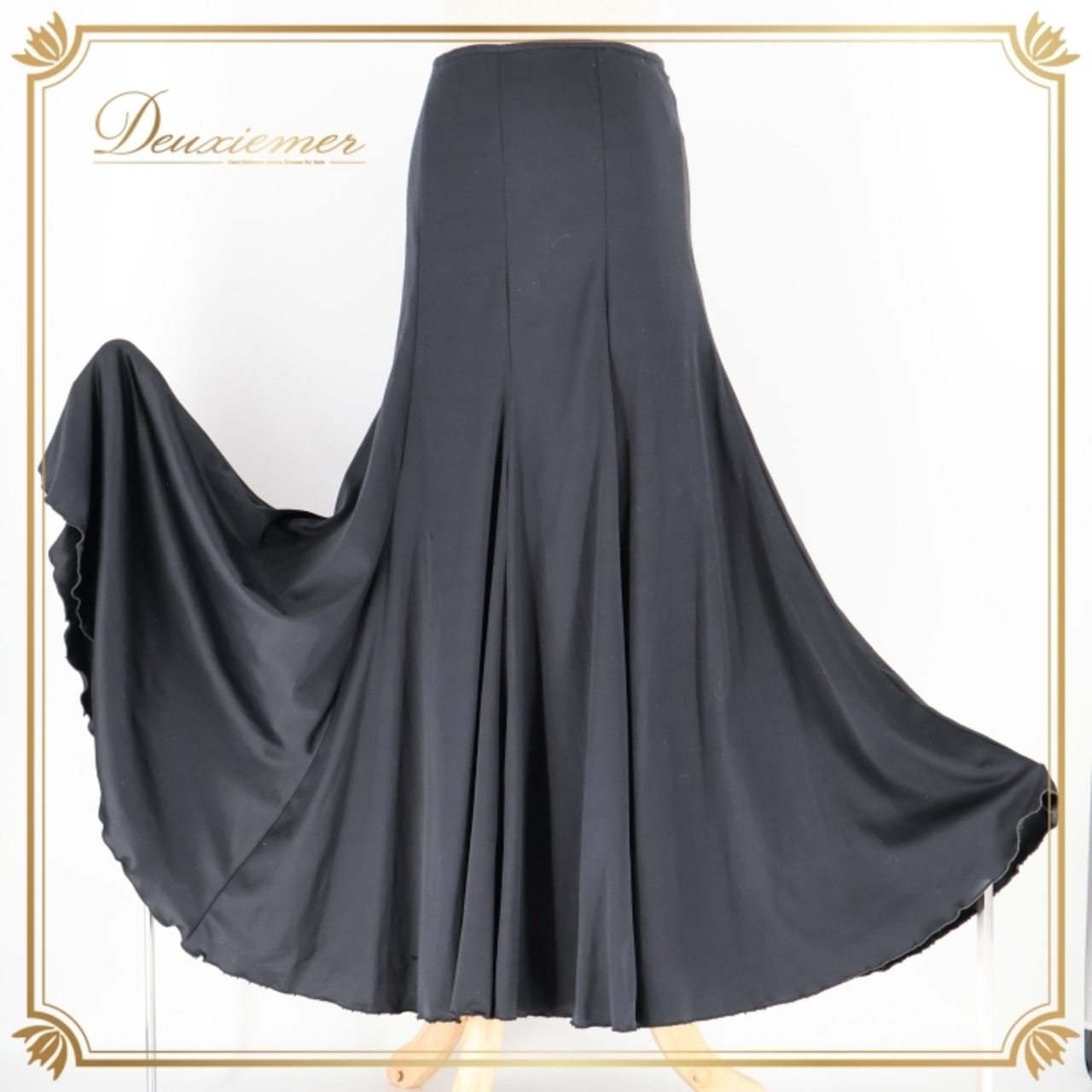 フラメンコ 衣装 ファルダ スカート 黒 無地 レッスン 練習着 ダンス パーティ 発表会 伸縮 ストレッチ ブラック系 フェスティバル ステージ用 おしゃれ 軽量 シンプル コスチューム