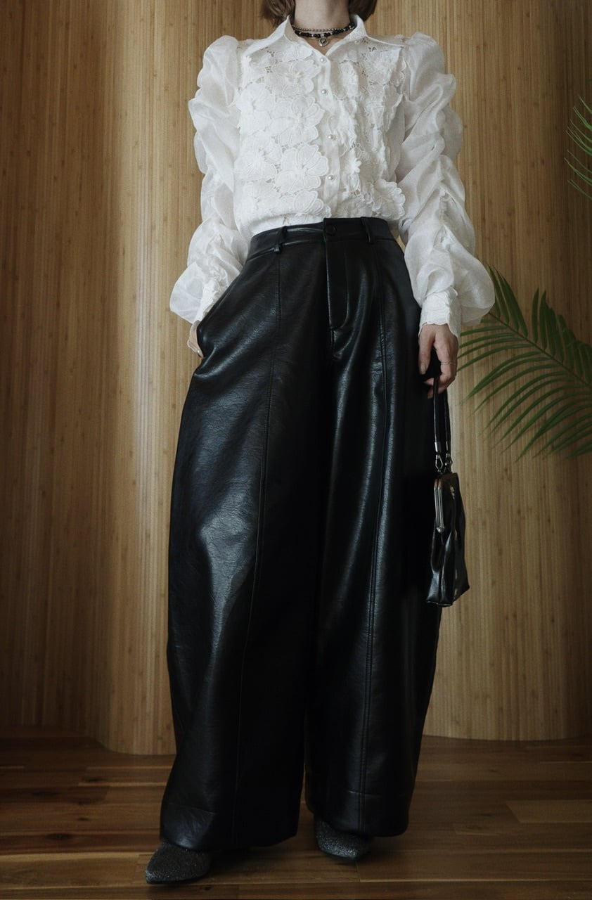 レザーカーブパンツ/ブラック○再販なし | osrsofficial