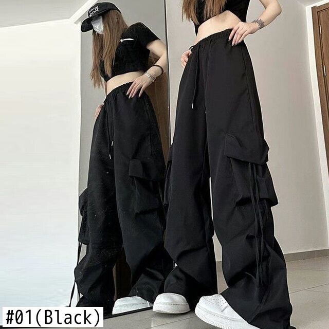 Y2K ピンクカーゴパラシュートパンツだぶだぶ原宿特大ワイドレッグ
