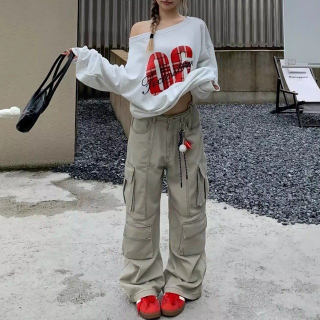 チェックナンバリングルーズネックプルオーバー 3col   R01944