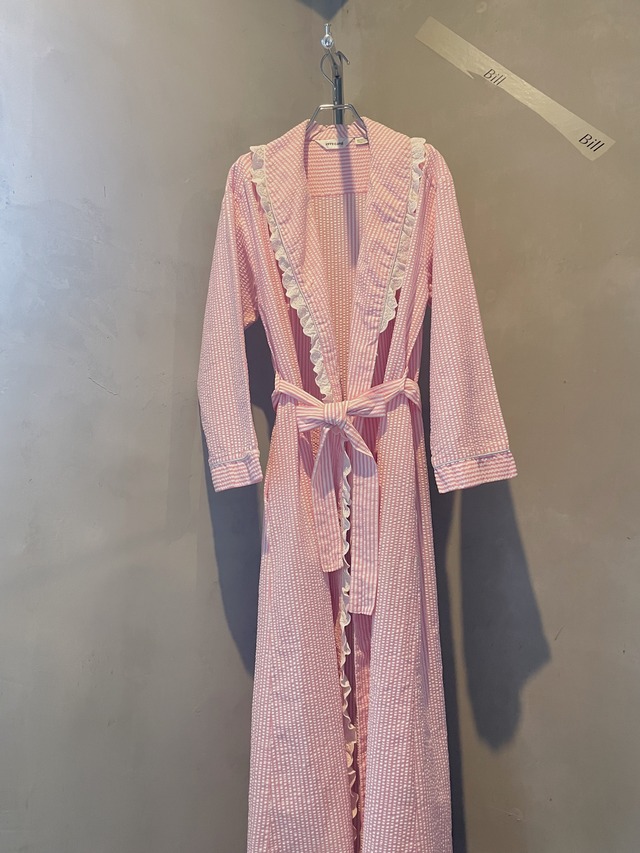 pink and white frill robe