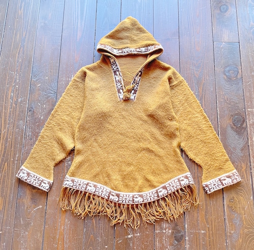 ✨Special ✨　70s Tyrolean Fringe Hoodie Knit Sweater
