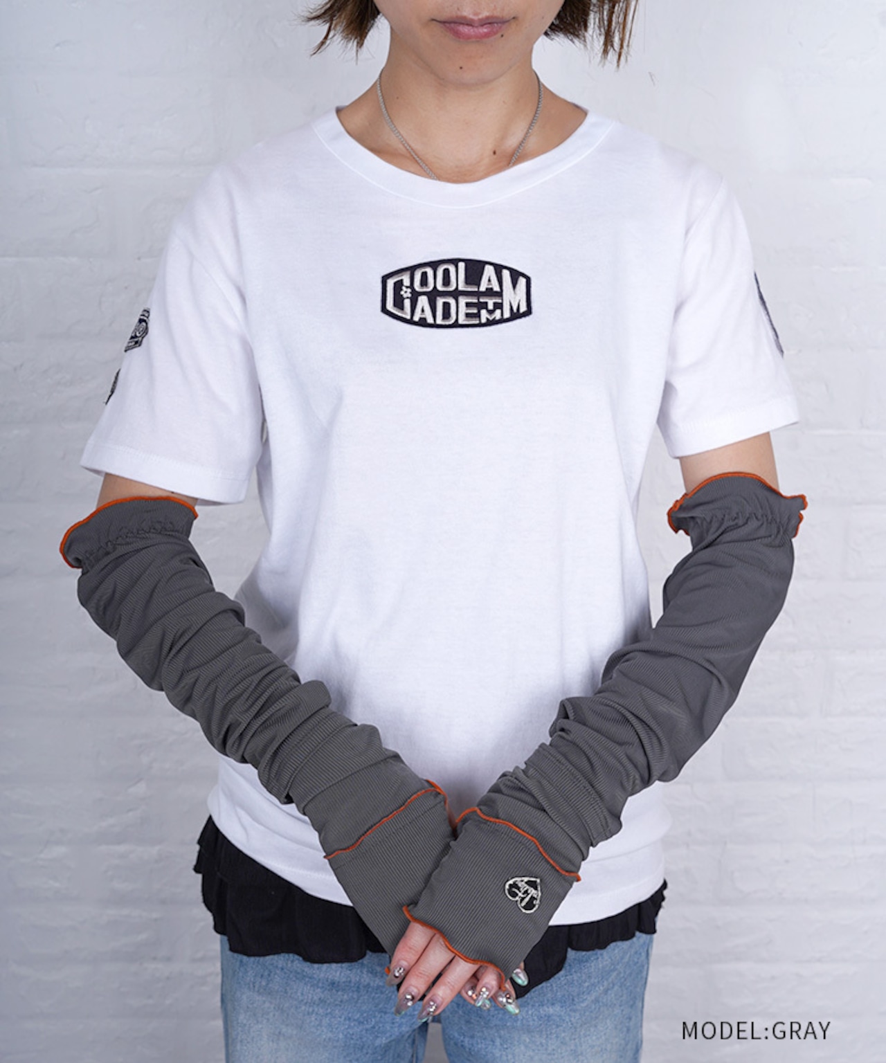【直営限定ITEM】バイカラーメロウアームカバー (GRAY) CQ-49505H