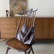 Grained eco leather 2way bag/bordeaux brown