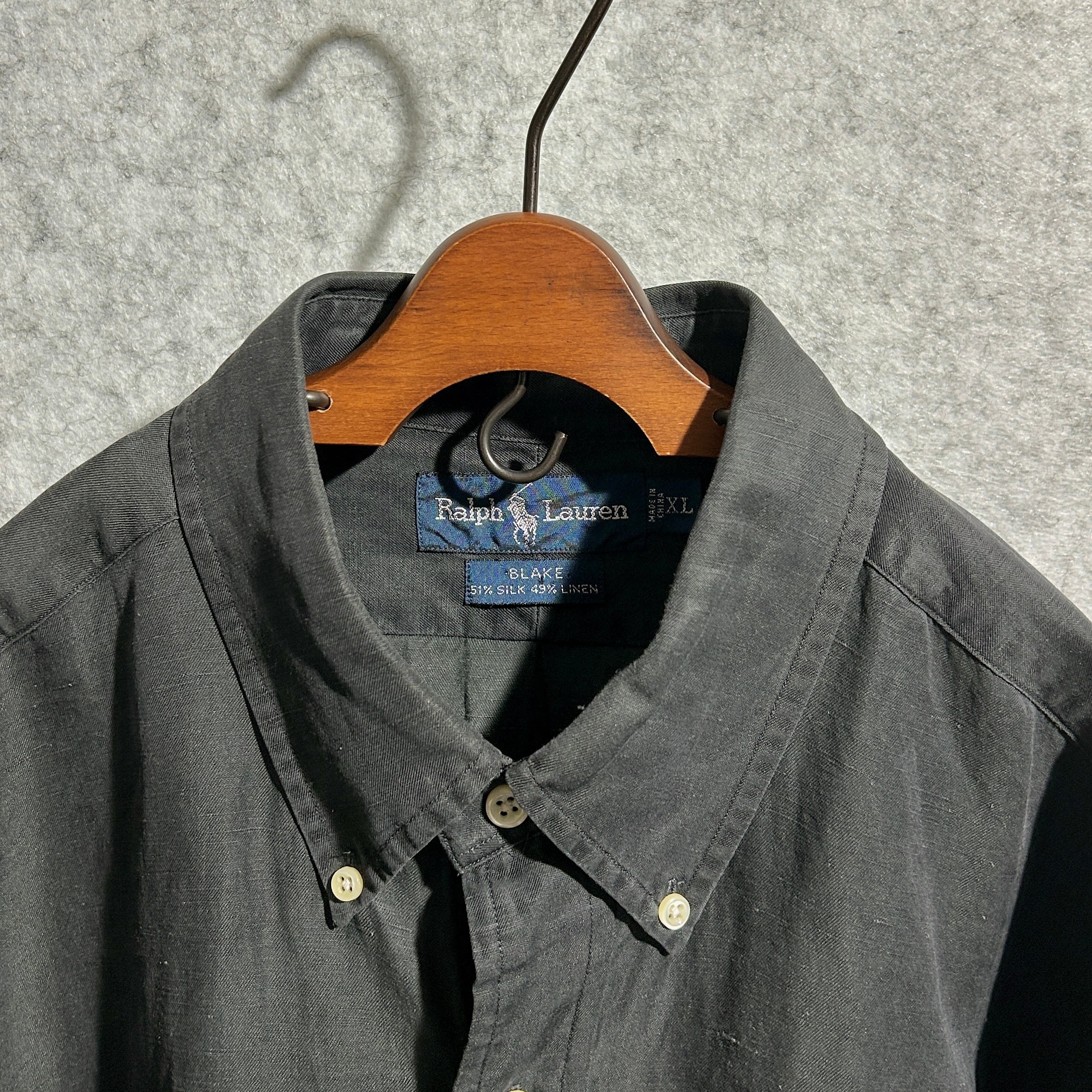 Polo Ralph Lauren】【BLAKE】XL silk linen B.D.shirt ポロラルフ