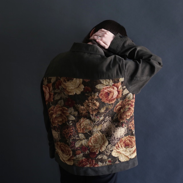 flower Jacquard switching pattern box silhouette jacket