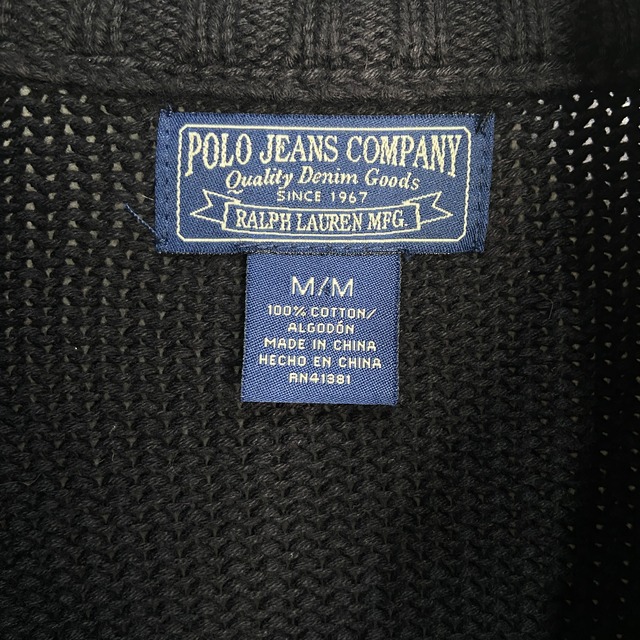 ポロジーンズ ラルフローレン ハーフジップコットンニット セーター M 黒