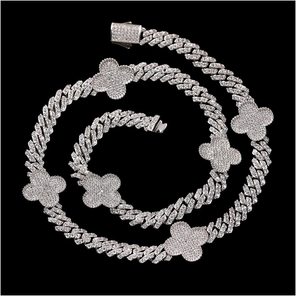CZ)ICED CUBAN LINK CLOVER CHAIN 8MM N00018-8M | WAD OF BILLS