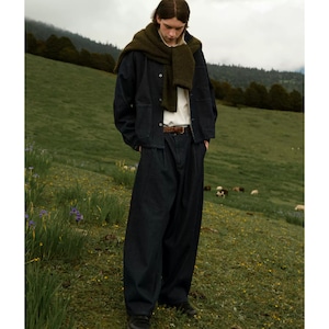 Wide silhouette denim pants C3586