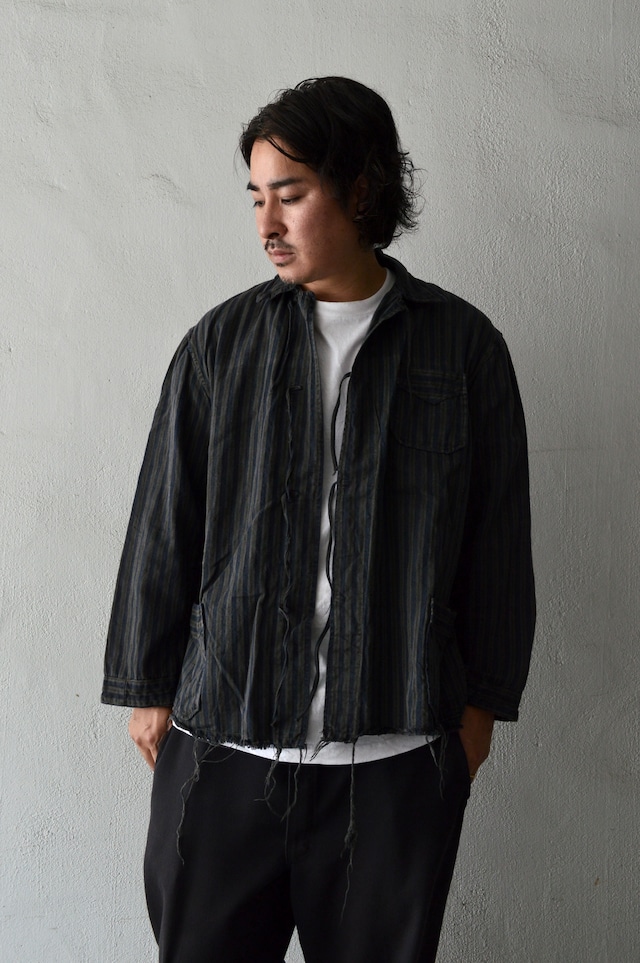 VENTITANK PROJECT Bulgarian Army 1950's-60's Dead Stock Custom Remade & Dyed Sumi Kuro Sleeping Shirt Jacket Type Navy Multi1 ブルガリア軍 スリーピングシャツ ジャケット 50s 黒染め