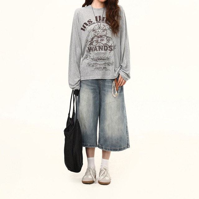 ヴィンテージライクオーナメントグラフィックTシャツ 2col R02519