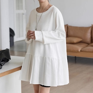 プリーツフレアチュニックカットソー 3555