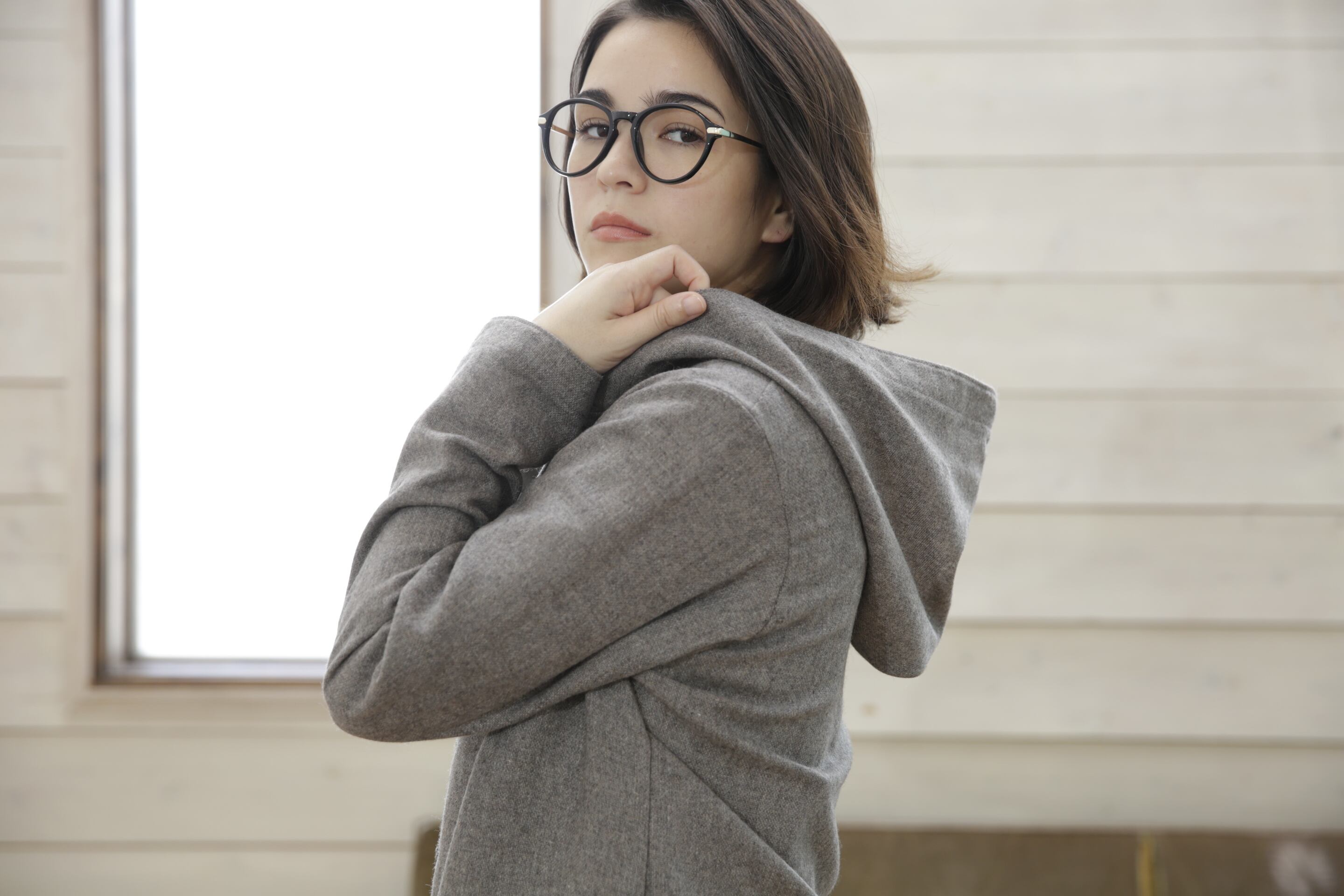 sa-rah ローブジャケット 帽子千秋 ウール ハーフコート Sa-Rah