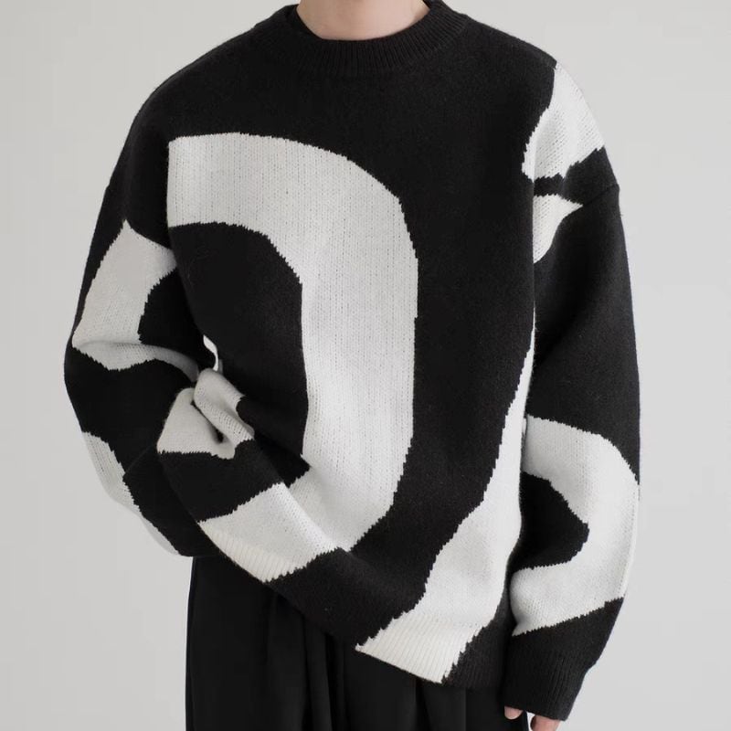 バイカラーデザインセーター C10627