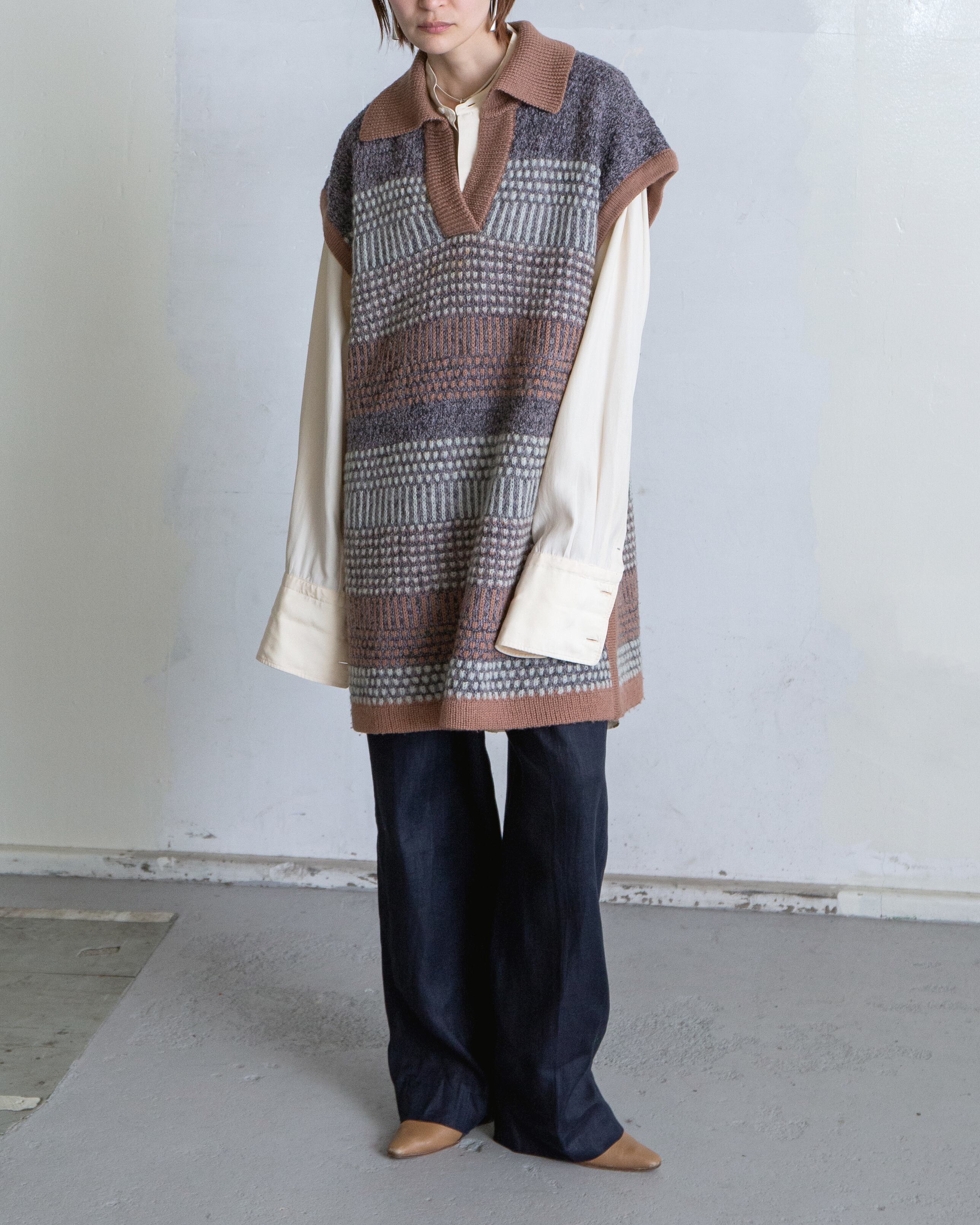 1970s striped mohair wool knit vest