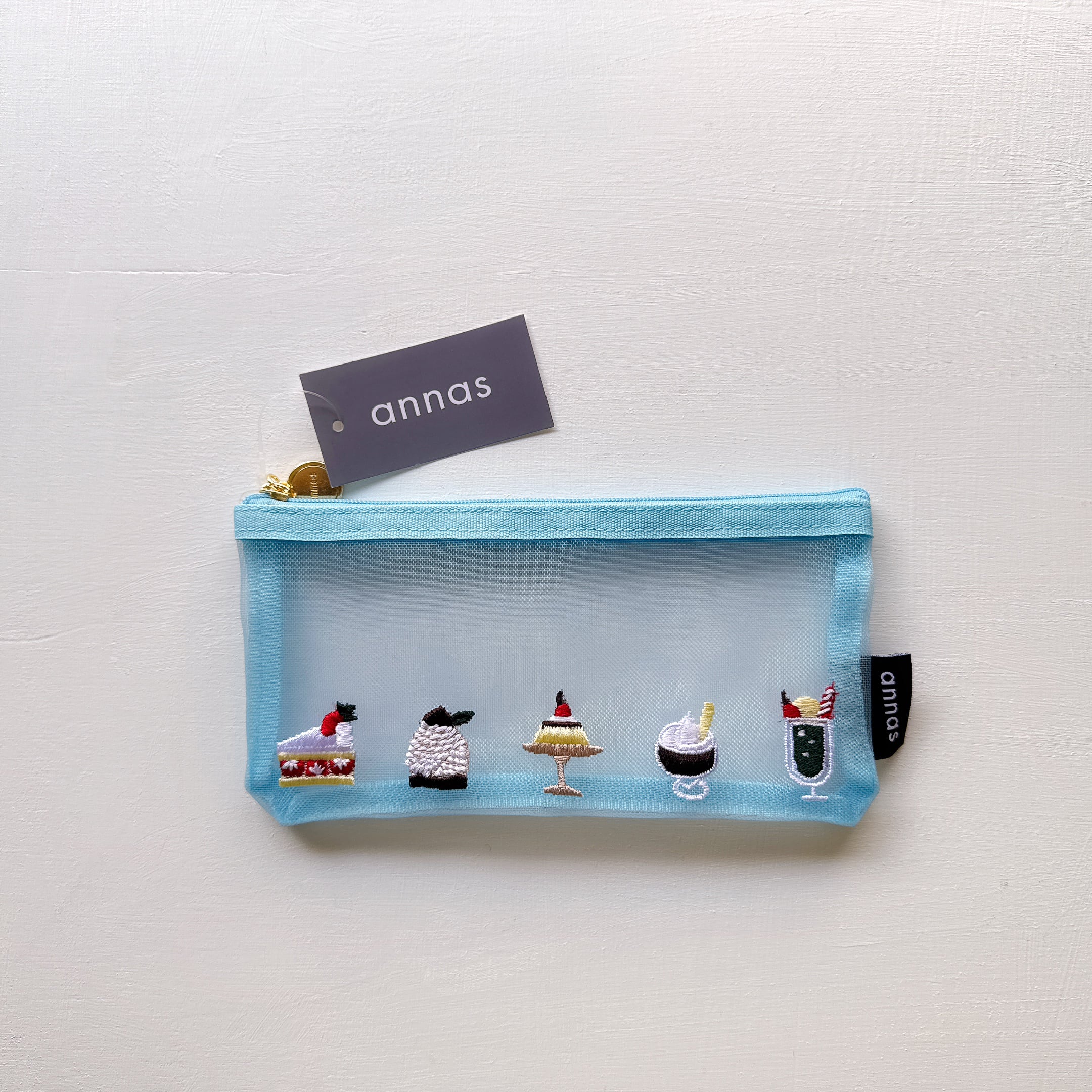 annas刺繍文具】刺繍メッシュペンポーチ｜カフェ | Net store アンナと