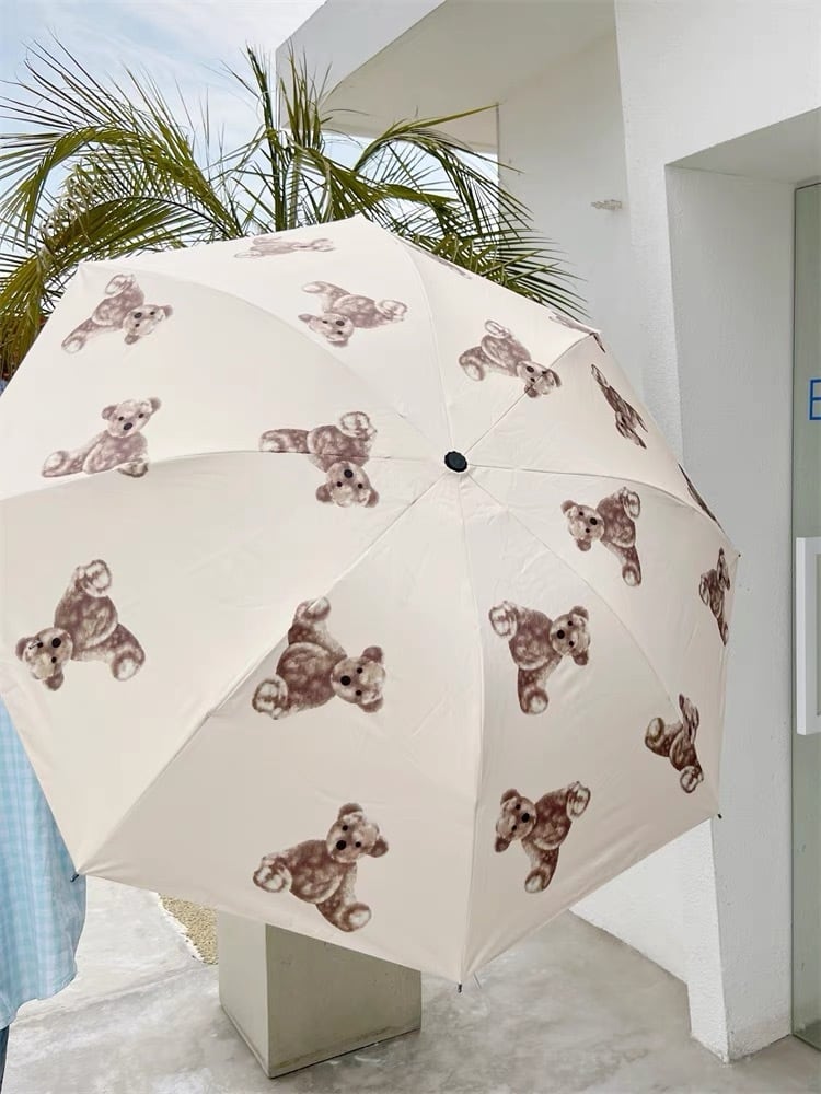 くまちゃんの折りたたみ傘 クマ かさ 雨 レイングッズ 韓国インテリア