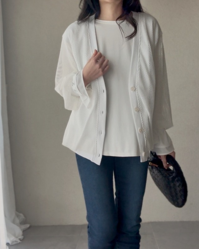 〈SELECT〉メッシュニットカーディガン 256104