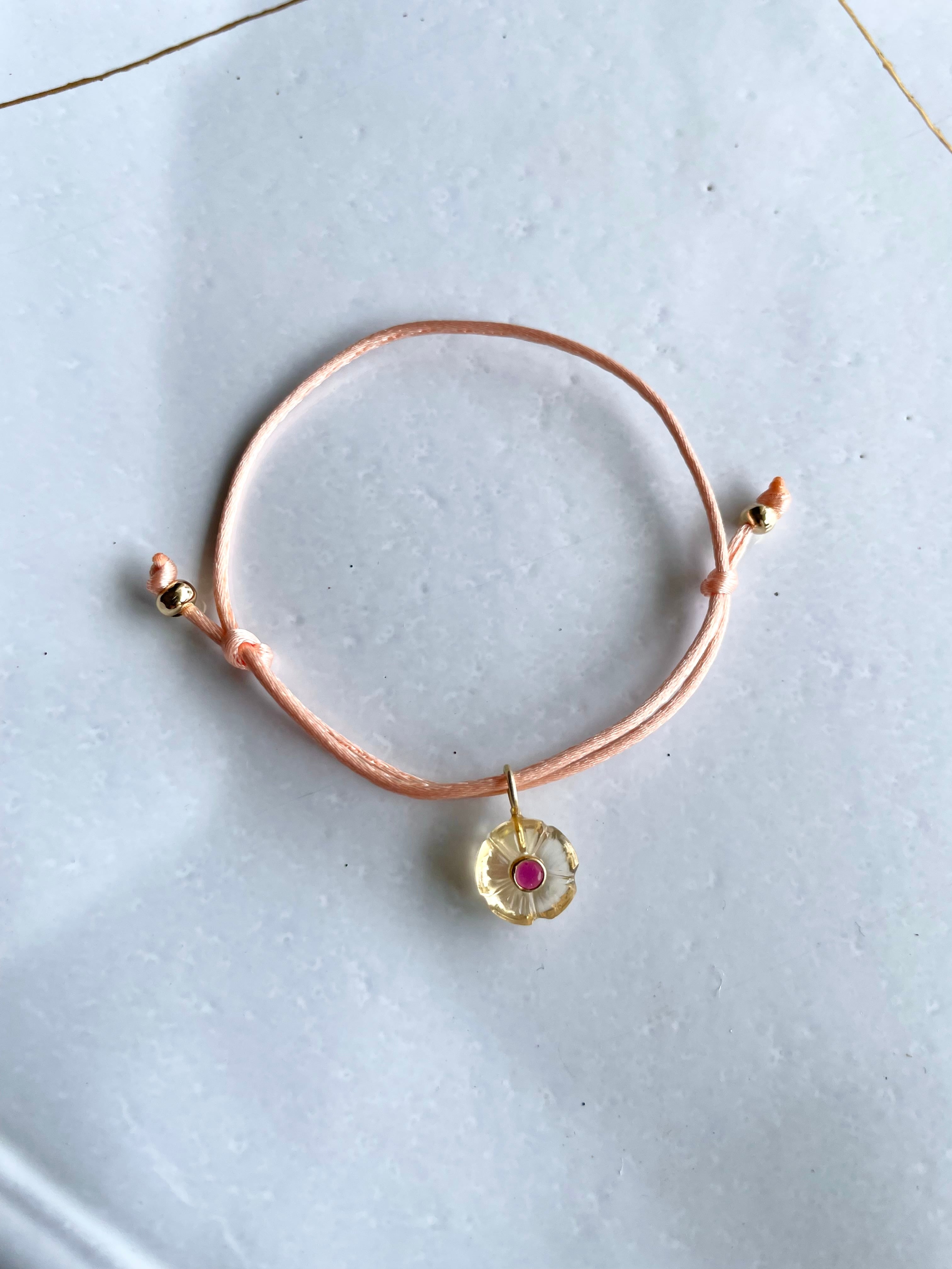 シトリンのお花ブレスレット