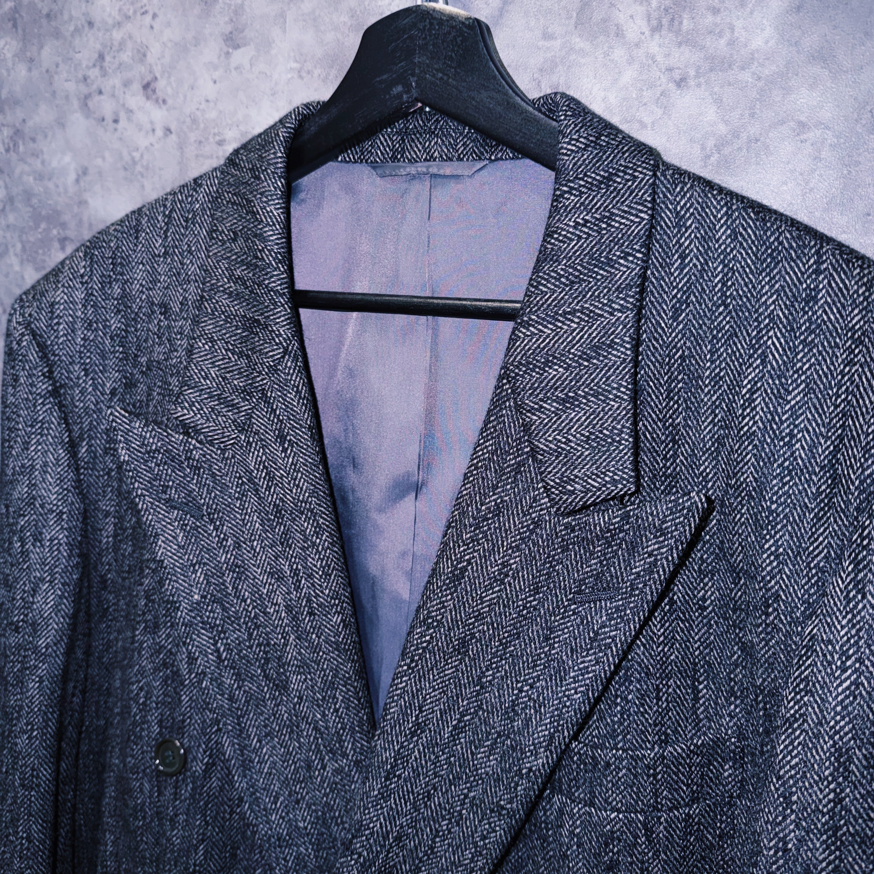 doppio】90's vintage grey color six botão double breasted set up