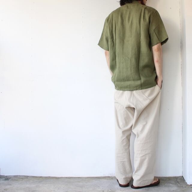 Orgueil リネンヘリンボーンシャツ Open Collar Shirt / OR-5092B
