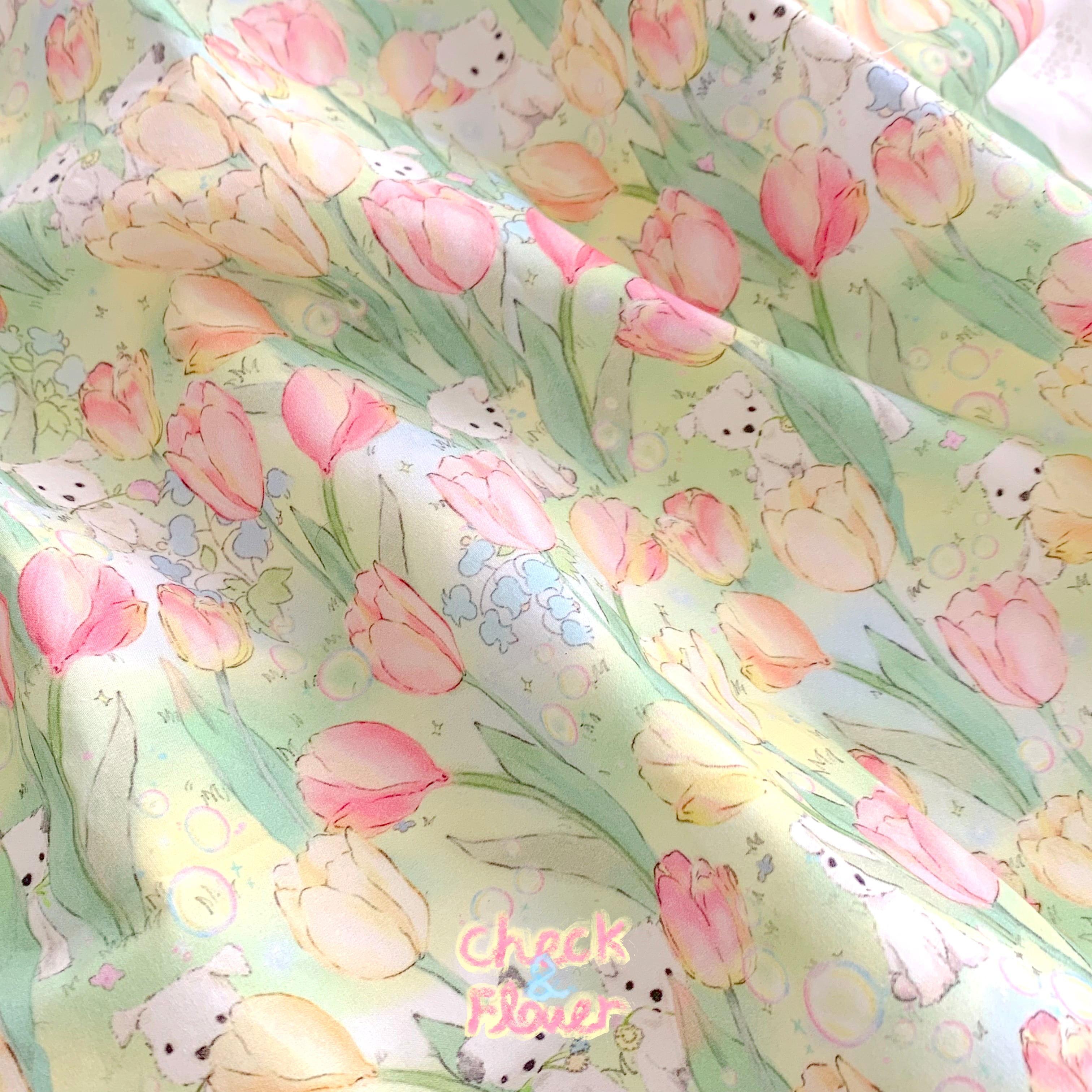 【即納】お花畑のパピー　キャラクター生地