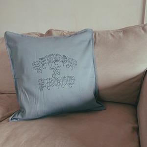 YELLOW 'N PROUD | CUSHION COVER (LIGHT BLUE×BLACK)