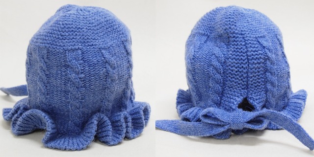 ケーブル編み+パイピングデザイン子ども用ニット帽 防寒 キッズ 防寒