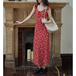 v neck sleeve floral pattern dress