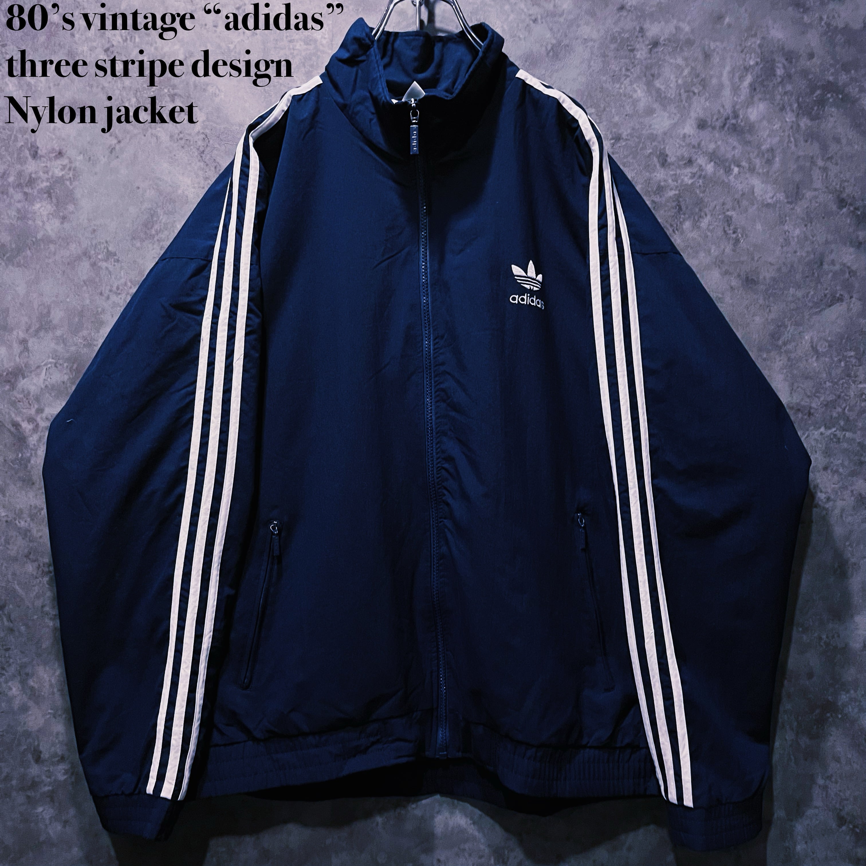 【doppio】80’s vintage “adidas” three stripe design Nylon jacket