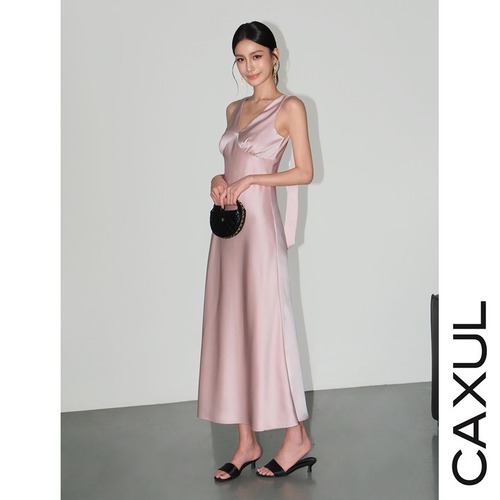 Satin Ribbon Strap Dress/2color