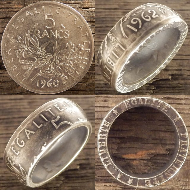 スイス5フラン銀貨　ビンテージコインリング
