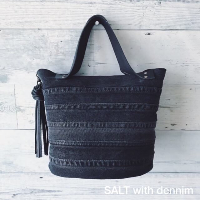 BlackDenimバケツトートmini No.3544