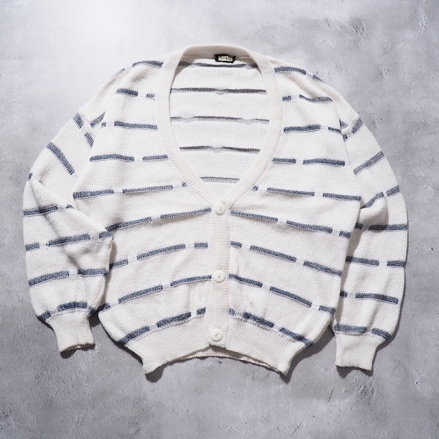 Irregular border line embroidery loose silhouette knit cardigan (made in Italy)