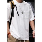 Crew Neck Short Sleeve T-Shirt with Patch Pocket ◇4color H0365