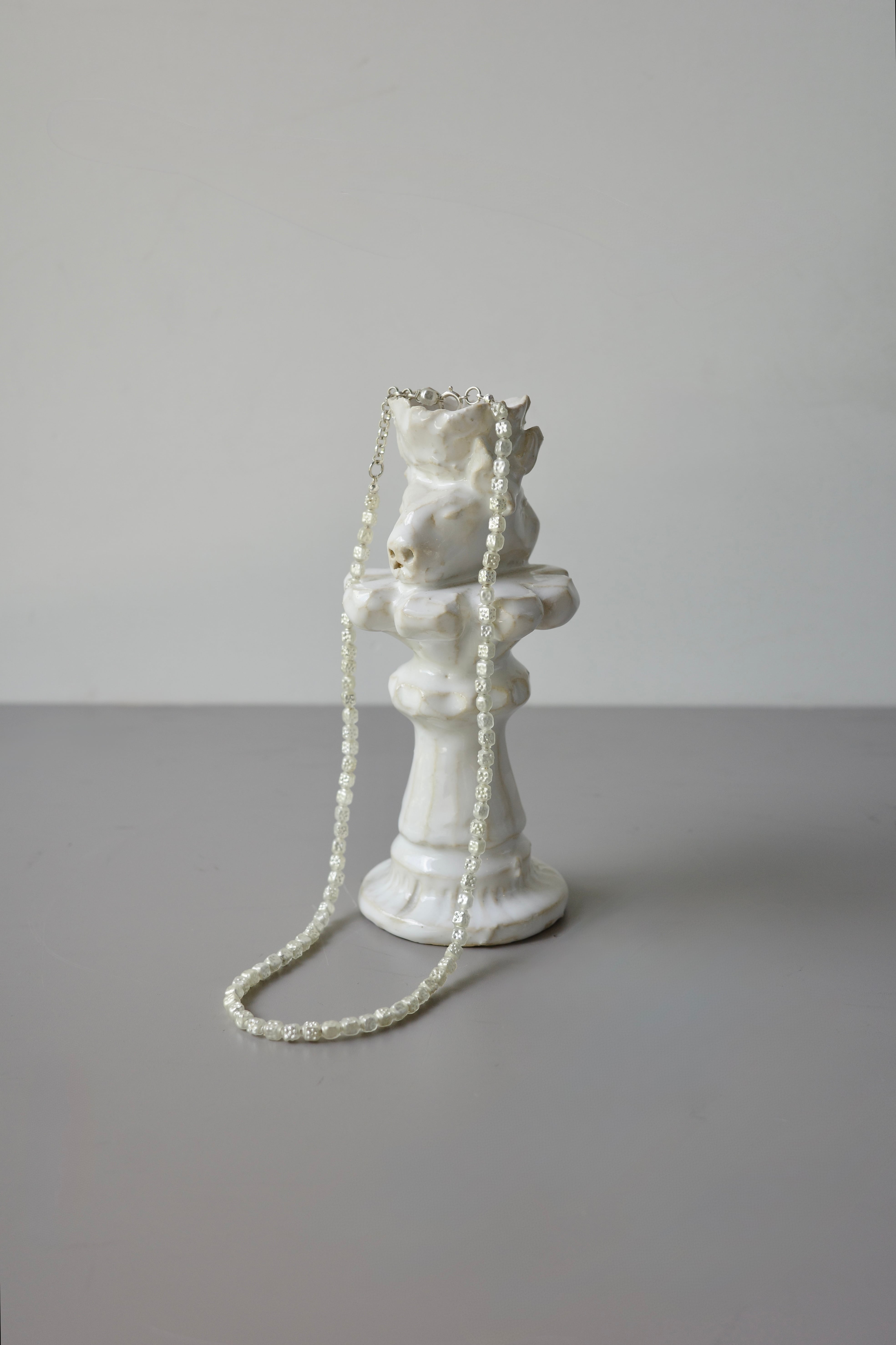 Daniel et Lili【40's vintage verre souffle cube necklace -Perl