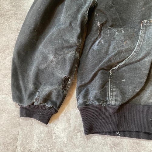 90s Carhartt アクティブジャケット ブラック フェード 無地 USA製 jacket 詳細写真6