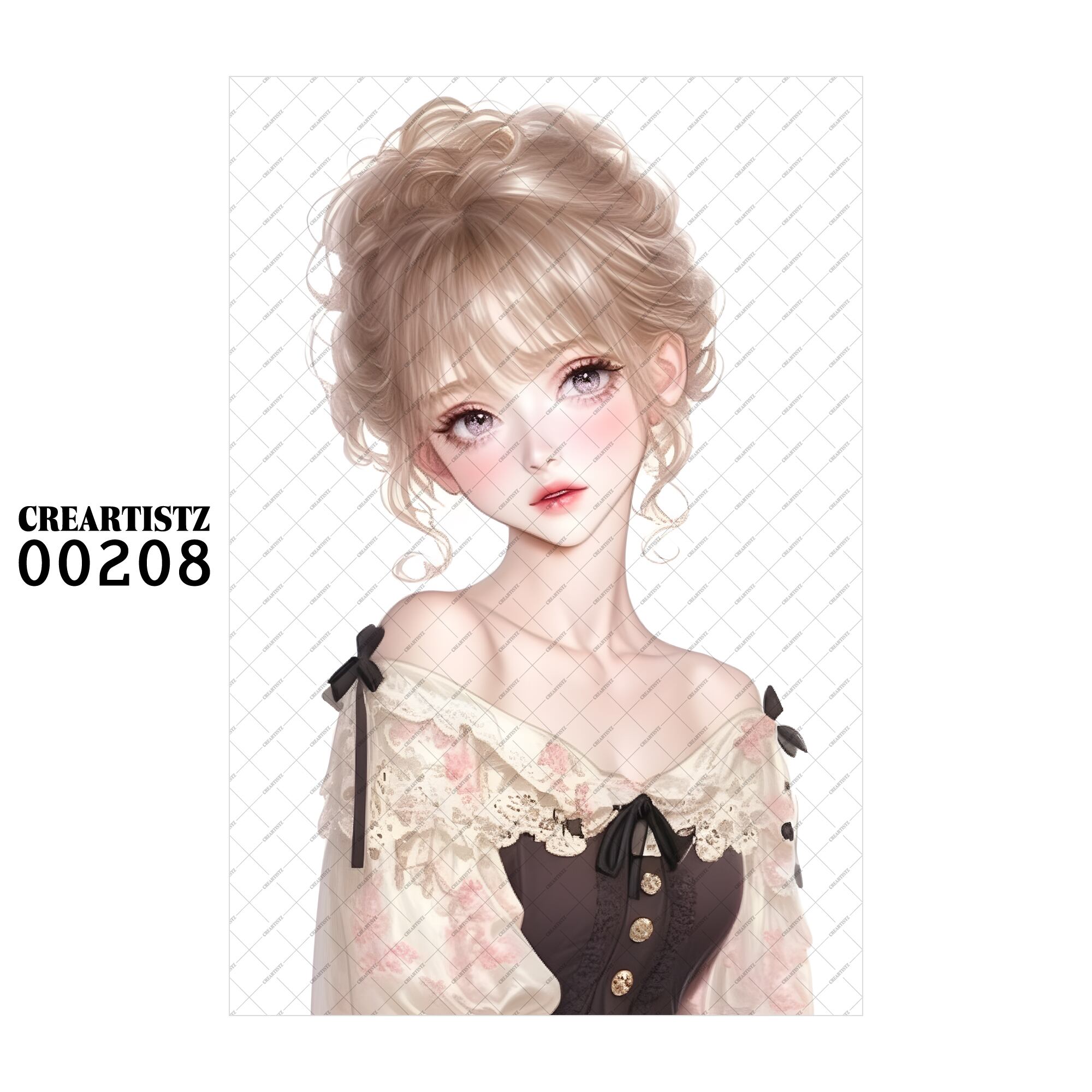 00208 ガール キュート オリジナル ペーパー/ステッカー 4枚セット CREARTISTZ