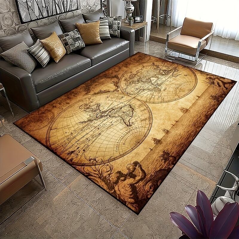 カーペット 航海マップ モチーフ レトロ おしゃれ かわいい インテリア