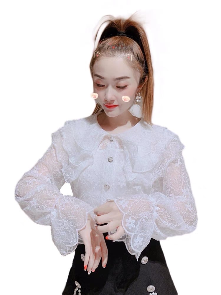 白 ブラウス レース トップス | LOVEYsmileSHOP
